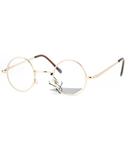 Super Small Clear Lens Glasses Round Circle Metal Frame Spring Hinge UV400 - Gold - CB186OU8Q50 $6.15 Round