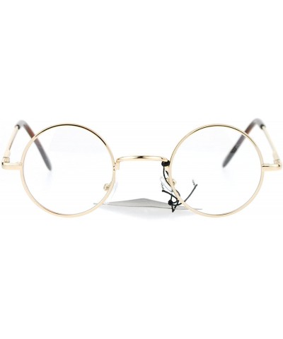 Super Small Clear Lens Glasses Round Circle Metal Frame Spring Hinge UV400 - Gold - CB186OU8Q50 $6.15 Round