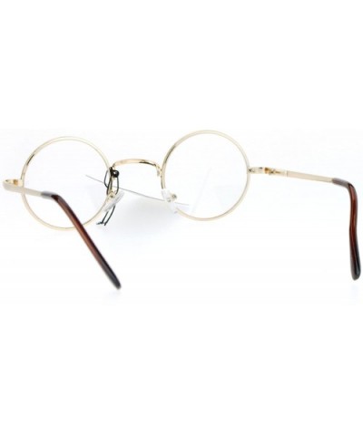 Super Small Clear Lens Glasses Round Circle Metal Frame Spring Hinge UV400 - Gold - CB186OU8Q50 $6.15 Round