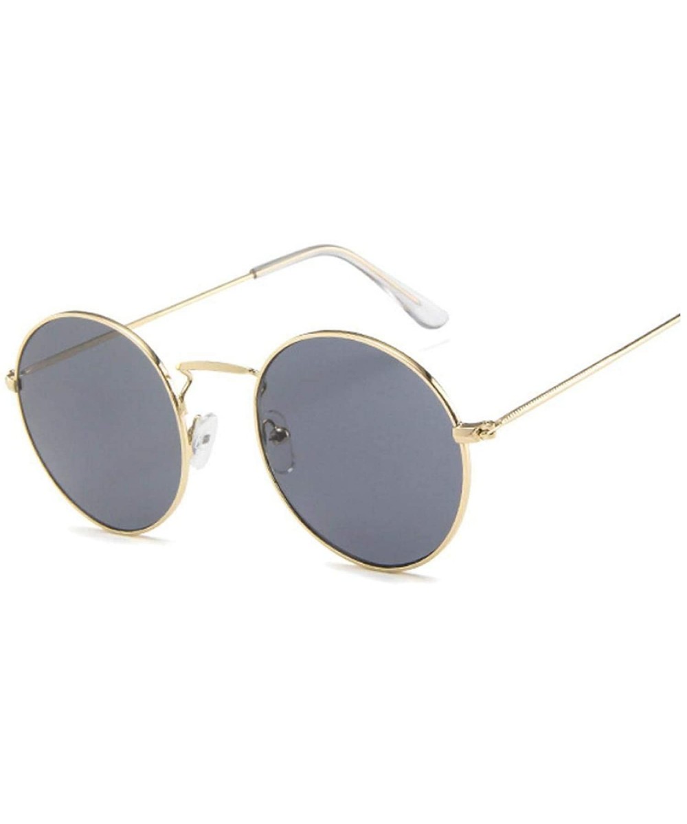 Round Sunglasses Women Brand Designer Sun Glasses Female Fashion Summer Feminino - Goldgray - CR198ZK2MS6 $29.96 Shield