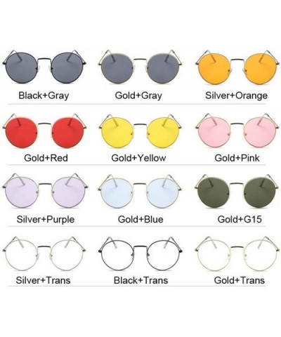 Round Sunglasses Women Brand Designer Sun Glasses Female Fashion Summer Feminino - Goldgray - CR198ZK2MS6 $29.96 Shield