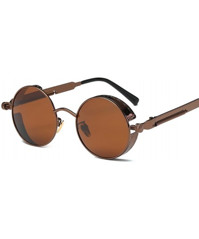 Steampunk Sunglasses Hippie Retro Round Driving Travel Glasses Women/Men - Coffee Frame/Brown Lens - CZ18D5N4X7N $8.31 Round