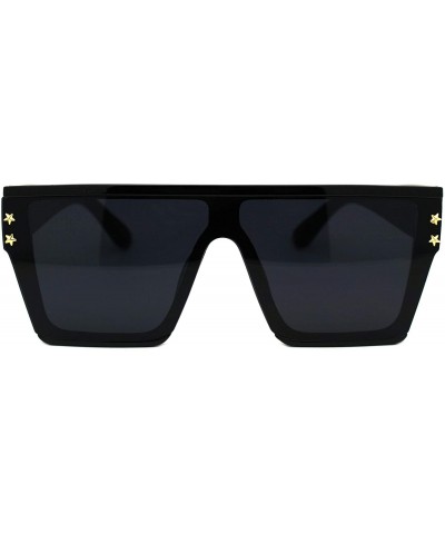 Womens Chic Square Sunglasses Flat Top Star Studs Trendy Shades UV 400 - Black (Black) - CQ194WY5S33 $10.20 Square