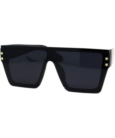 Womens Chic Square Sunglasses Flat Top Star Studs Trendy Shades UV 400 - Black (Black) - CQ194WY5S33 $10.20 Square