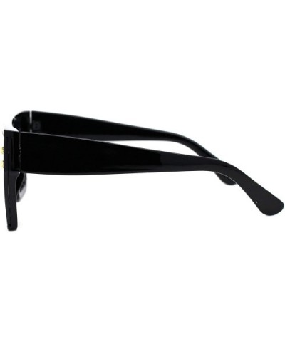 Womens Chic Square Sunglasses Flat Top Star Studs Trendy Shades UV 400 - Black (Black) - CQ194WY5S33 $10.20 Square