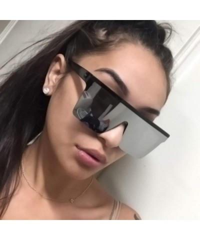 Flat Top Sunglasses Men Women Square Shades Gradient Sun Glasses Cool One Piece UV400 Mirror - C11 - CY1985H802O $23.42 Goggle