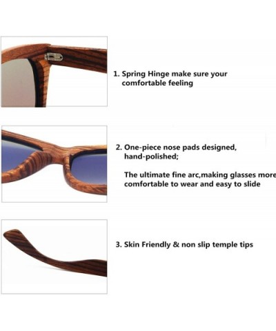 Polarized Real Solid Handmade Rosewood Wooden Wayfarer Sunglasses for Men & Women - Brown - CM18EM5GTCN $18.61 Wayfarer