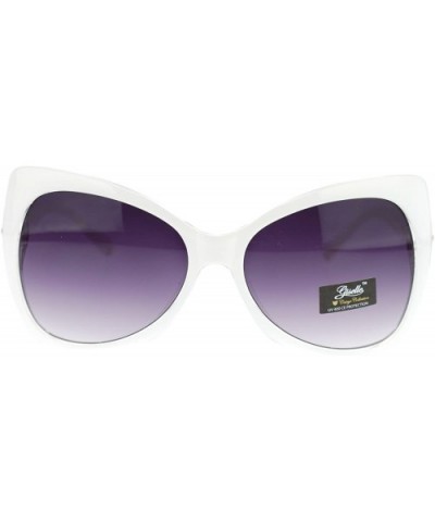 Womens Large Butterfly Cat Eye Diva Designer Fashion Sunglasses - White - CQ11P94DLOL $8.68 Cat Eye