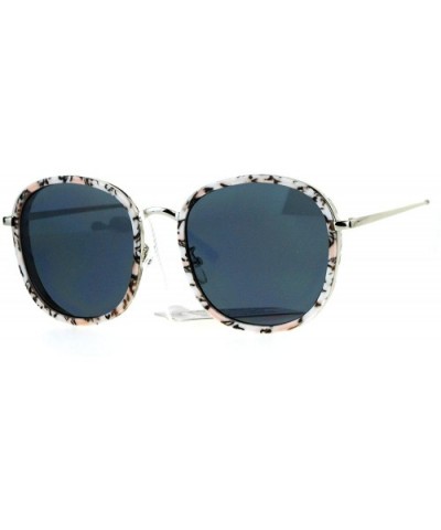 Retro Modern Fashion Sunglasses Womens Vintage Round Square Shades UV 400 - White Marble - CO185RWQXAK $10.86 Square