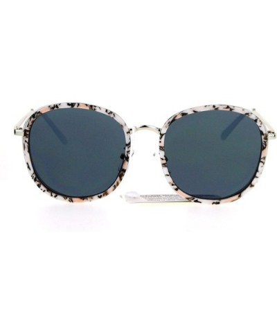 Retro Modern Fashion Sunglasses Womens Vintage Round Square Shades UV 400 - White Marble - CO185RWQXAK $10.86 Square