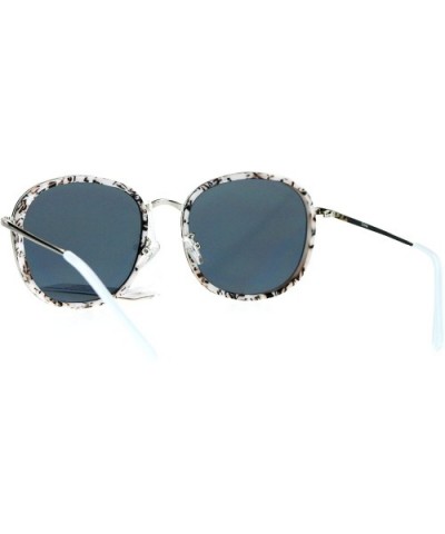 Retro Modern Fashion Sunglasses Womens Vintage Round Square Shades UV 400 - White Marble - CO185RWQXAK $10.86 Square