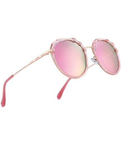 Polarized Sunglasses for Women Ladies Fashion Trending Travel Sun glasses UV400 - Pink Mirror - CH18RXLSHRG $16.61 Cat Eye
