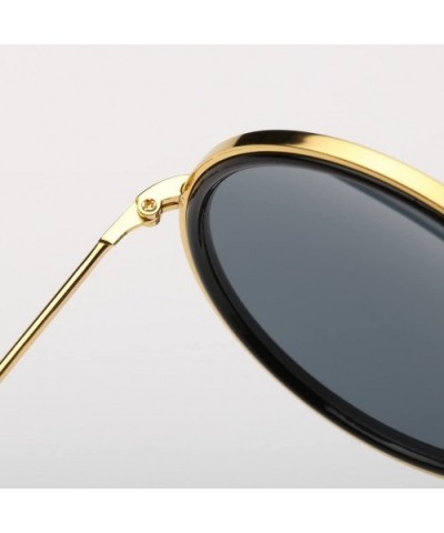 Lennon Inspired Round Metal Circle Sunglasses Retro Vintage Steampunk 55mm - Black/Yellow - CQ12IHL9DJT $14.21 Oversized