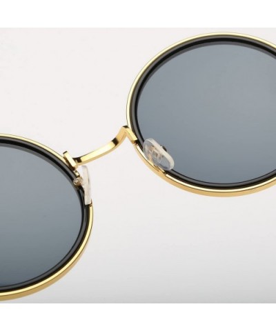 Lennon Inspired Round Metal Circle Sunglasses Retro Vintage Steampunk 55mm - Black/Yellow - CQ12IHL9DJT $14.21 Oversized