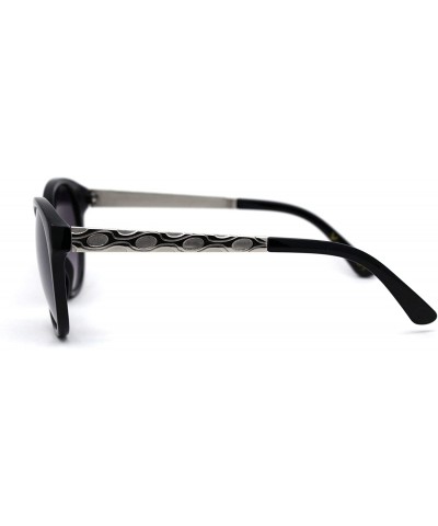 Womens Jewel Arm Round Butterfly Chic Plastic Sunglasses - Silver Black Smoke - C8197UTR5OQ $6.35 Round