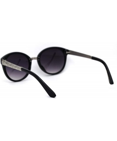 Womens Jewel Arm Round Butterfly Chic Plastic Sunglasses - Silver Black Smoke - C8197UTR5OQ $6.35 Round