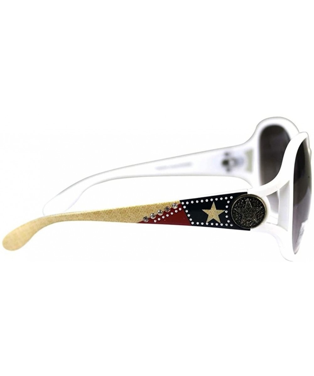 Lone Star Texas Flag USA Patriotic Bling Sunglasses Navy White Red - Texas White - CF18CWA5NDC $20.25 Oval