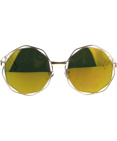 Hippie Groovy Octagonal Pimp Color Mirror Lens Sunglasses - Gold Orange - C6189ILM44A $9.65 Round