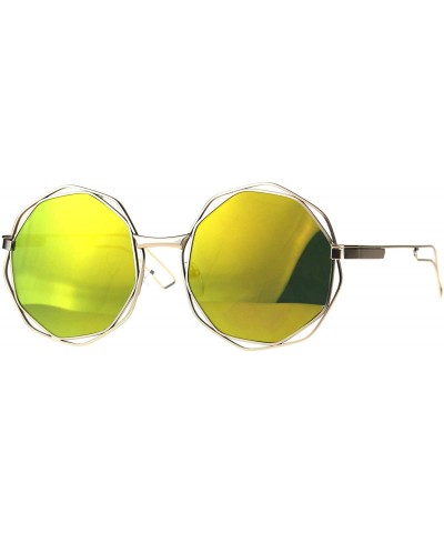 Hippie Groovy Octagonal Pimp Color Mirror Lens Sunglasses - Gold Orange - C6189ILM44A $9.65 Round