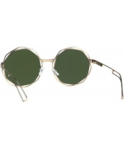 Hippie Groovy Octagonal Pimp Color Mirror Lens Sunglasses - Gold Orange - C6189ILM44A $9.65 Round