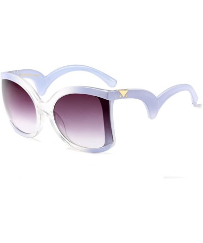 2018 Clear Oversized Square Sunglasses Women Gradient Super Star Fashion Brand - Light Blue - CK189KKCKUA $9.87 Square