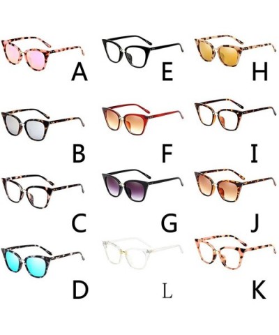 Fashion Vintage Cat Eye Sunglasses-Retro Eyewear Ladies Man - H - C418Q3QTH3G $6.92 Round