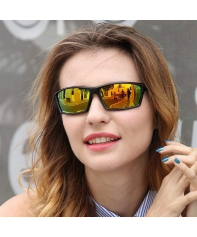 Men Women Polarized Goggles for Sunglasses Yellow Night Vision Sun Glasses Cool Square Frame for Male - C1199L0ASWO $6.78 Square