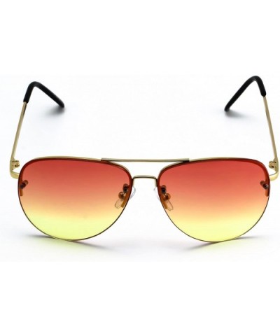 Gradient Oceanic Lens Oversized Rimless Metal Frame Unisex Aviator Sunglasses - C211HWM4PZH $5.78 Oversized