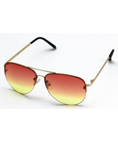 Gradient Oceanic Lens Oversized Rimless Metal Frame Unisex Aviator Sunglasses - C211HWM4PZH $5.78 Oversized