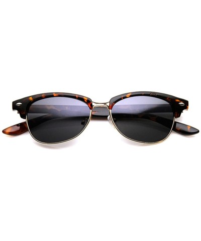 Classic Oval Shaped Semi-Rimless Half Frame Horn Rimmed Sunglasses - Tortoise-gold Smoke - CY11V1ZQJO1 $9.80 Rimless
