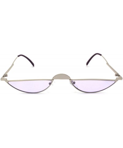 Avant-Garde Narrow Cropped Oval Retro Hippie Sunglasses - Silver Purple - CY190QU3ISO $10.05 Oval