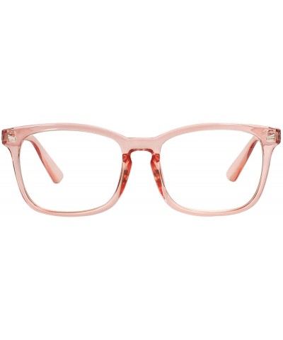 Plain Glasses Frame for Women Men non prescription Plastic full Frame Clear Lens - Pink - CN18QMGA7DZ $6.76 Square