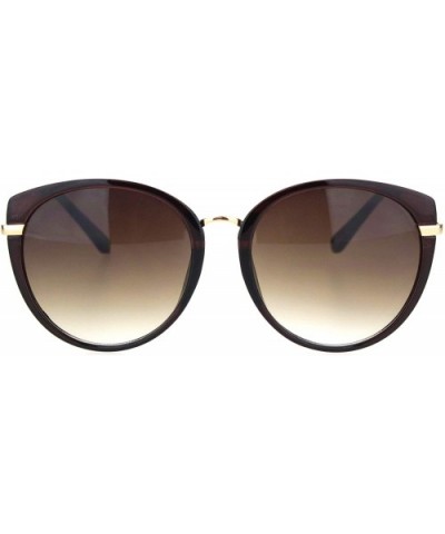 Womens Chic Round Cat Eye Designer Fashion Butterfly Sunglasses - Dark Brown Gradient Brown - CI18OQWGOTX $7.10 Butterfly