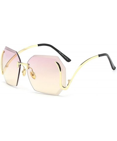 Unique Design Rimless Geometric Sunglasses Clear and Color With Box - Gold-purple - CS17YENCT5H $14.00 Oversized