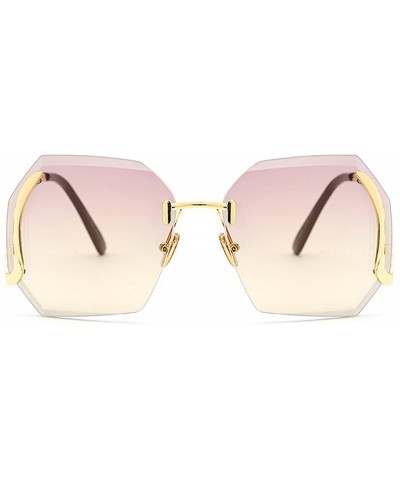 Unique Design Rimless Geometric Sunglasses Clear and Color With Box - Gold-purple - CS17YENCT5H $14.00 Oversized