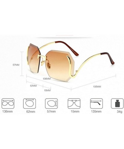 Unique Design Rimless Geometric Sunglasses Clear and Color With Box - Gold-purple - CS17YENCT5H $14.00 Oversized