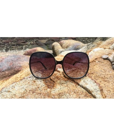 70s Super Oversize Square Sunglasses for Women Vintage Rectangular Plastic Frame - Black - CU186S2O3TH $13.48 Rectangular