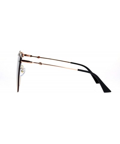 Womens Retro Futuristic Rimless Butterfly Shield Sunglasses - Gold Blue Beige - CA18L3MDUNS $8.05 Rectangular