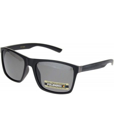 Polarized Mens Wood Grain Arm Sport Horned Rim Sunglasses - Black Wood Arm - CC18N8Z4W8I $11.21 Sport