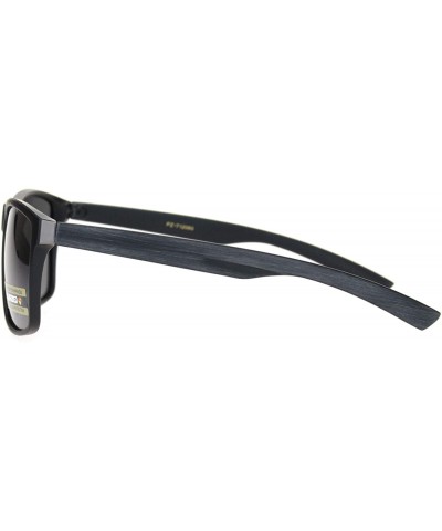 Polarized Mens Wood Grain Arm Sport Horned Rim Sunglasses - Black Wood Arm - CC18N8Z4W8I $11.21 Sport