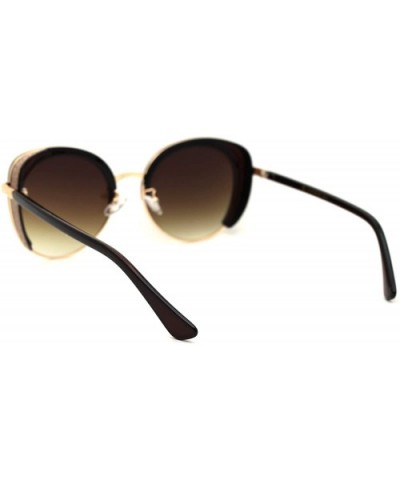 Womens Chic Glitter Side Visor Oversize Cat Eye Designer Sunglasses - Brown Gold Brown - CU18Y8L553H $12.81 Oversized