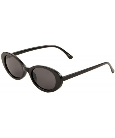 Wide Oval Circle Retro Thick Side Sunglasses - Black - CT197R5D5HG $12.48 Oval
