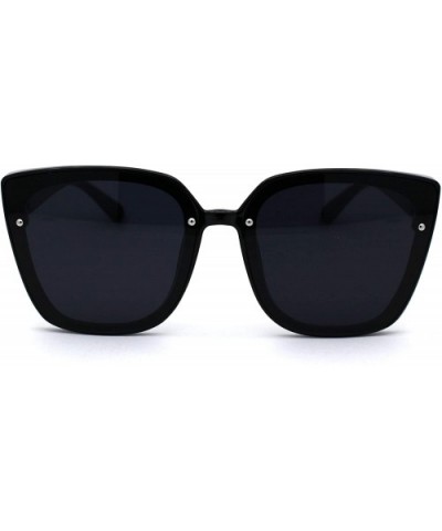 Womens 90s Designer Fashion Oversize Cat Eye Sunglasses - Black Silver Solid Black - CF194OQ3O4D $10.93 Cat Eye