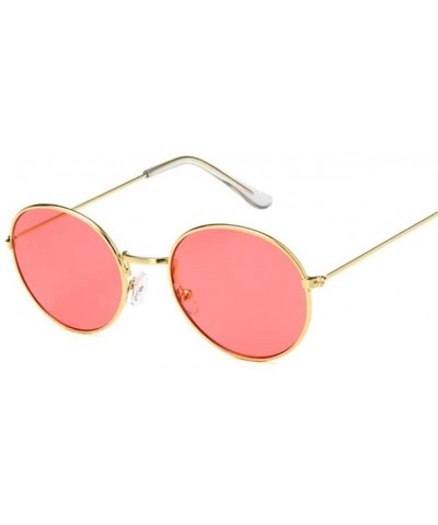 Retro Oval Sunglasses Men Women Vintage Metal Frame Sun Glasses Male Fashion - Gold Red - C7194O4NICY $16.50 Oval