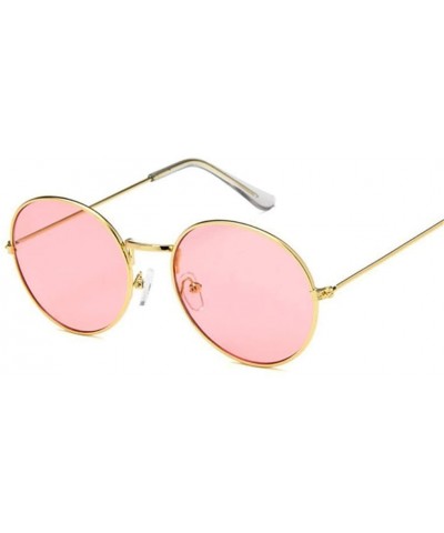 Retro Oval Sunglasses Men Women Vintage Metal Frame Sun Glasses Male Fashion - Gold Red - C7194O4NICY $16.50 Oval