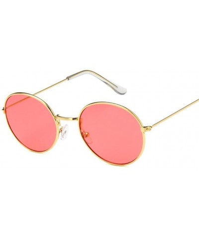 Retro Oval Sunglasses Men Women Vintage Metal Frame Sun Glasses Male Fashion - Gold Red - C7194O4NICY $16.50 Oval