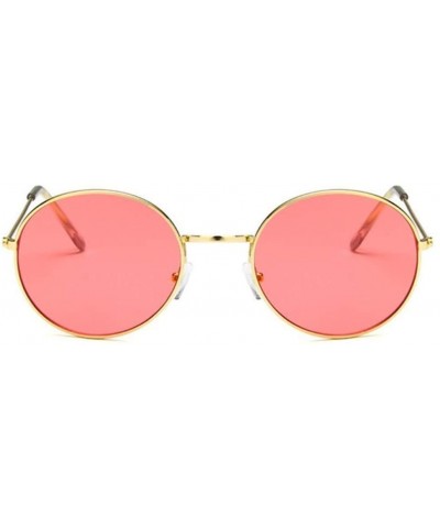 Retro Oval Sunglasses Men Women Vintage Metal Frame Sun Glasses Male Fashion - Gold Red - C7194O4NICY $16.50 Oval