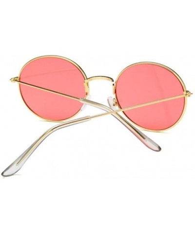 Retro Oval Sunglasses Men Women Vintage Metal Frame Sun Glasses Male Fashion - Gold Red - C7194O4NICY $16.50 Oval