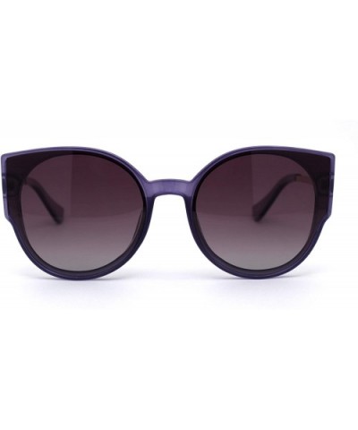 Womens Polarized Oversize Round Cat Eye Chic Sunglasses - Purple Gold Purple Smoke - CJ192AK4HDA $11.25 Oversized
