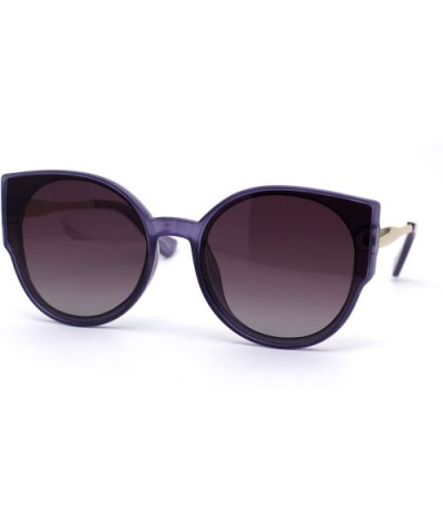 Womens Polarized Oversize Round Cat Eye Chic Sunglasses - Purple Gold Purple Smoke - CJ192AK4HDA $11.25 Oversized